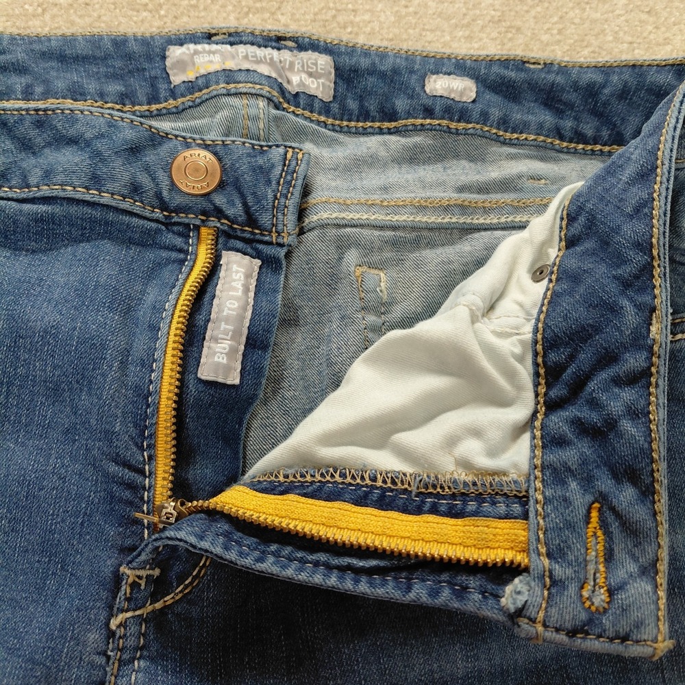Ariat Rebar Perfect Rise Boot Jeans Womens Size 20WR Malibu Blue Riveter - Picture 13 of 16